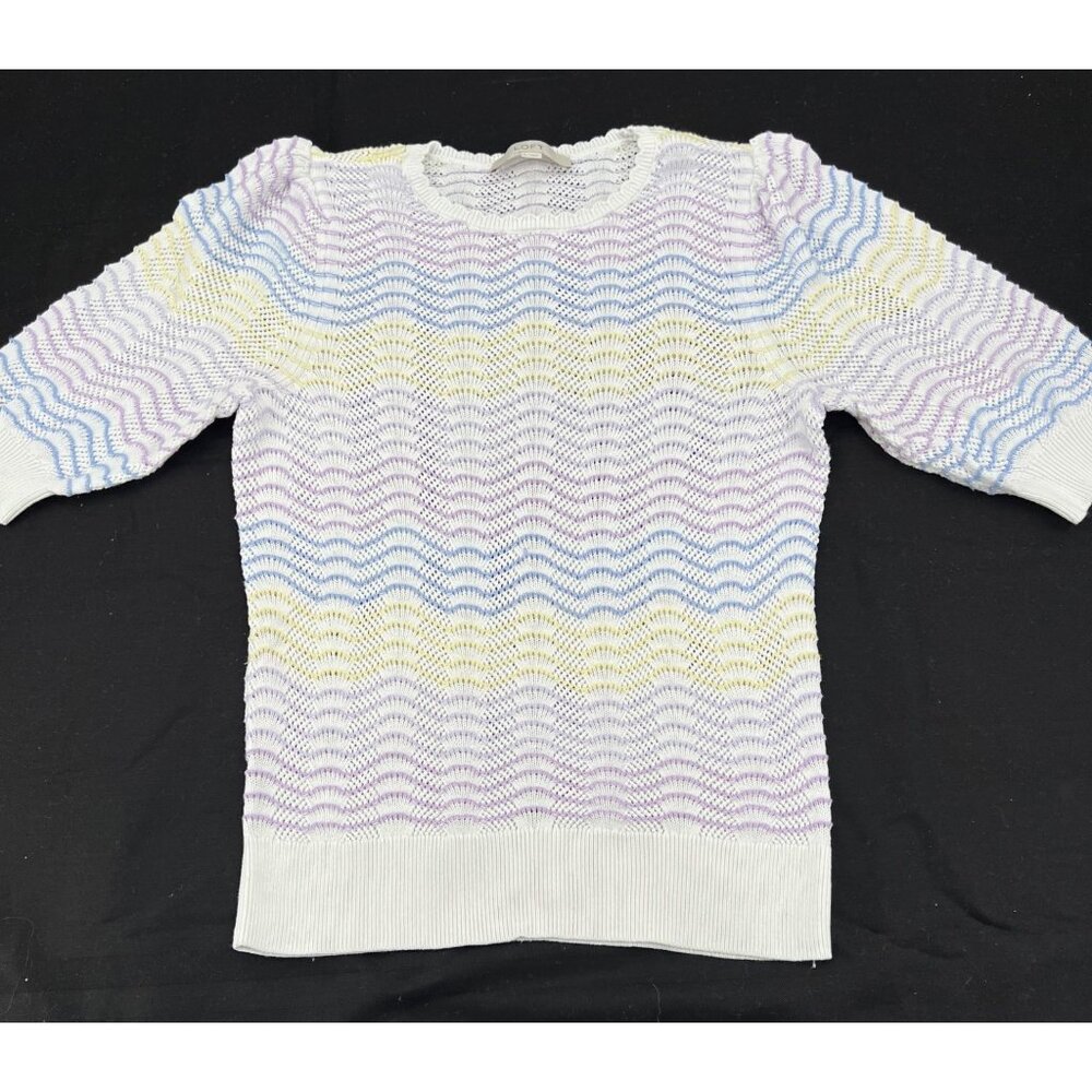 Loft Women's Small Multicolor Knit Sweater 81% Cotton Viscose Lightweight Pastel
